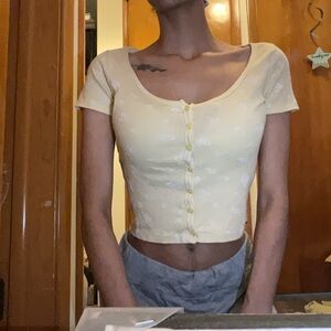 Hollister Light Yellow Button-Up Blouse